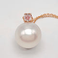 13.7mm South Sea Pearl & Pink Diamond Pendant, 18K Rose Gold