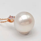 13.7mm South Sea Pearl & Pink Diamond Pendant, 18K Rose Gold
