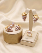 Grace 8.6mm Freshwater Pearl Ring & Earrings Set, Gold-Plated S925