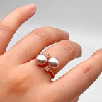 Grace 8.6mm Freshwater Pearl Ring & Earrings Set, Gold-Plated S925