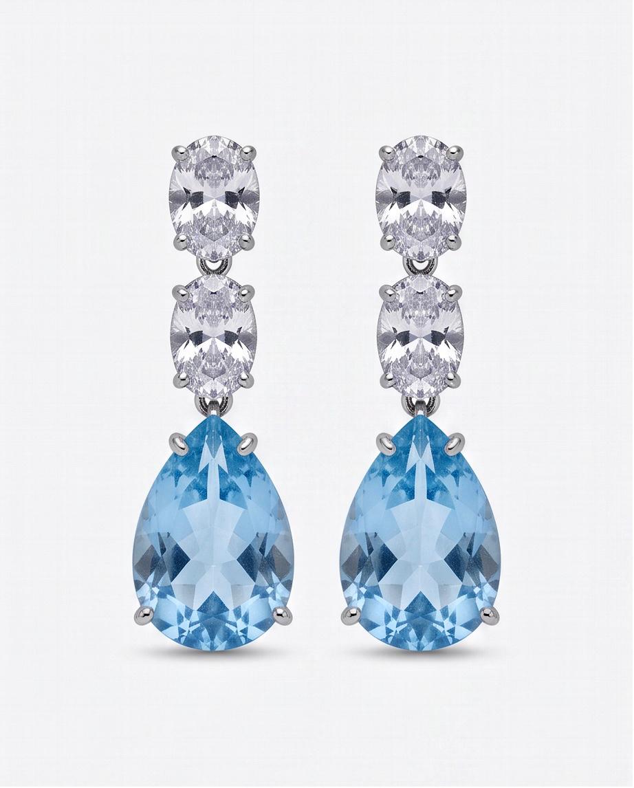 10 ct Pear-Cut Blue Topaz Drop Earrings