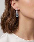 10 ct Pear-Cut Blue Topaz Drop Earrings