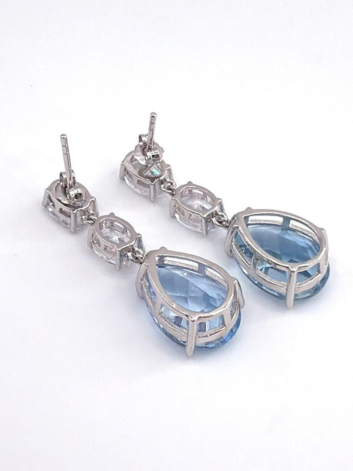 10 ct Pear-Cut Blue Topaz Drop Earrings