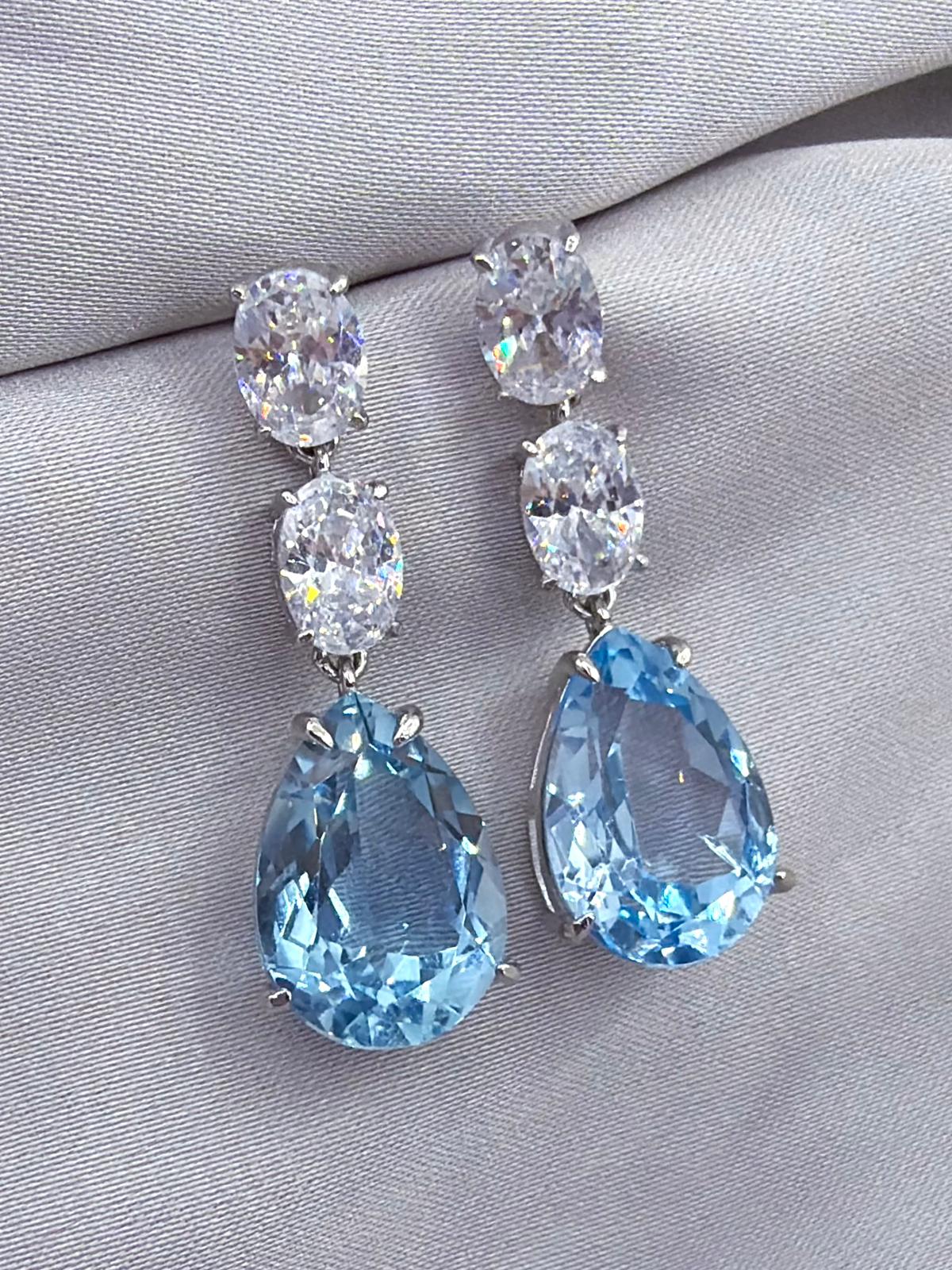 10 ct Pear-Cut Blue Topaz Drop Earrings