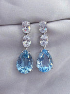10 ct Pear-Cut Blue Topaz Drop Earrings