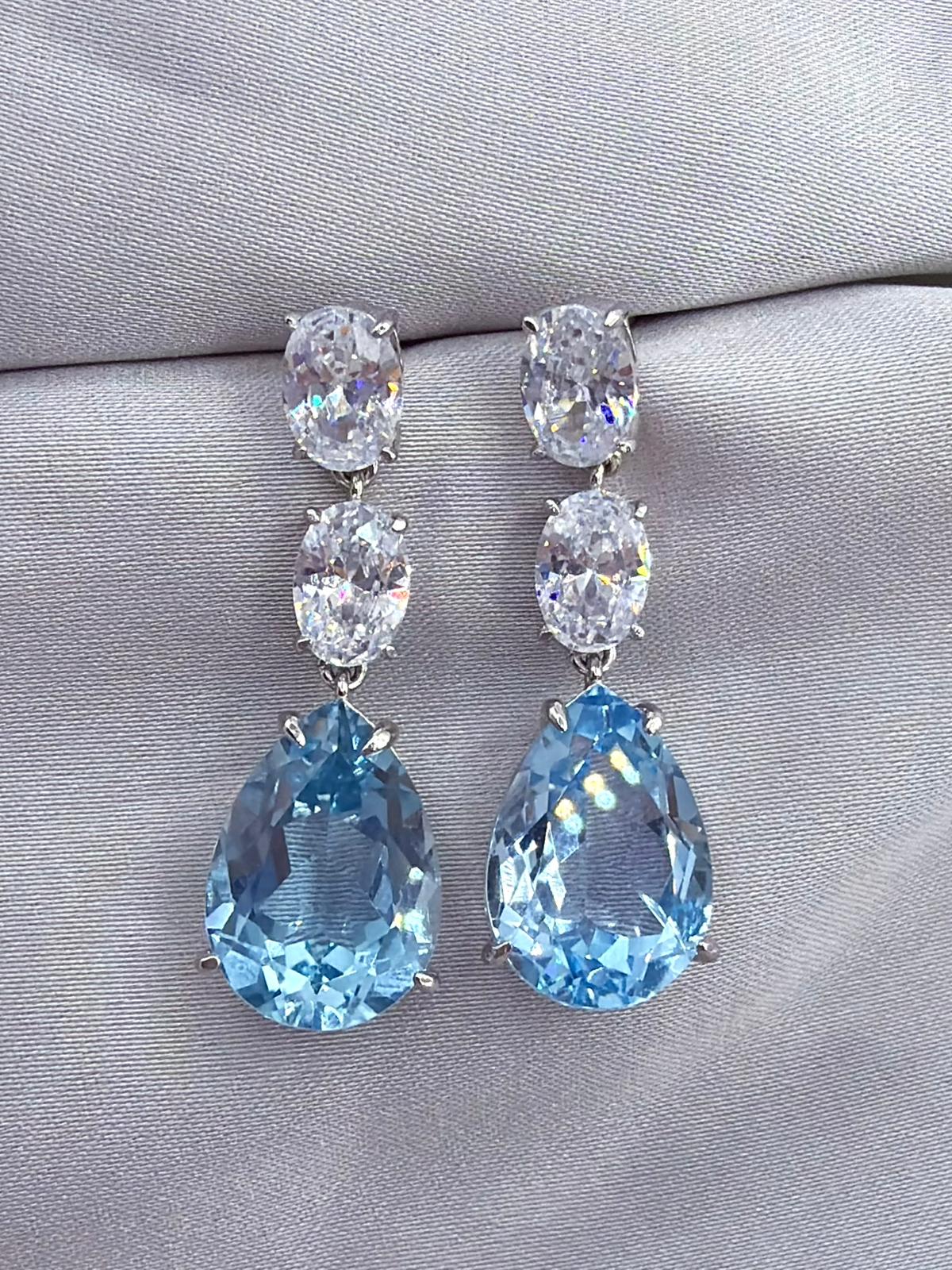 10 ct Pear-Cut Blue Topaz Drop Earrings