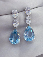 10 ct Pear-Cut Blue Topaz Drop Earrings