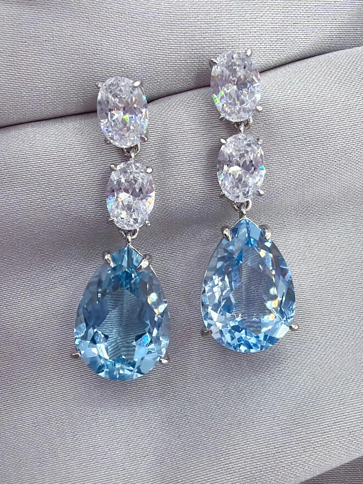 10 ct Pear-Cut Blue Topaz Drop Earrings