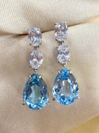 10 ct Pear-Cut Blue Topaz Drop Earrings