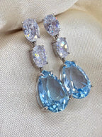 10 ct Pear-Cut Blue Topaz Drop Earrings