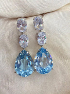 10 ct Pear-Cut Blue Topaz Drop Earrings