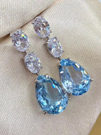 10 ct Pear-Cut Blue Topaz Drop Earrings