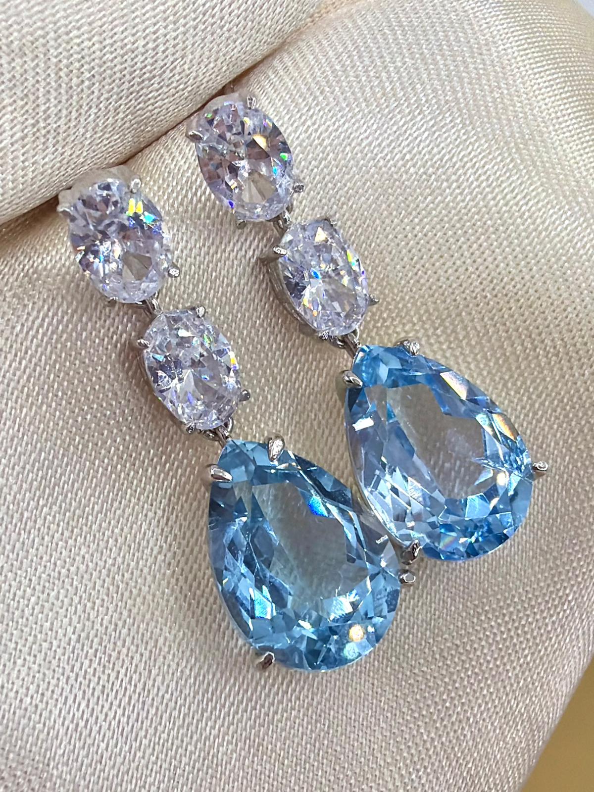 10 ct Pear-Cut Blue Topaz Drop Earrings