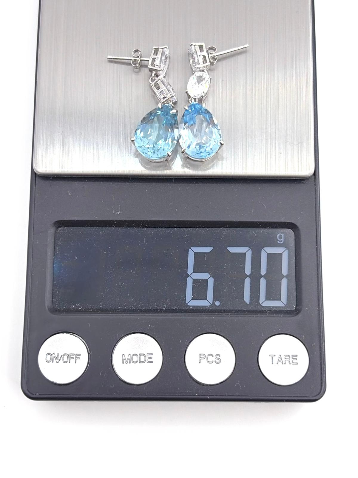 10 ct Pear-Cut Blue Topaz Drop Earrings